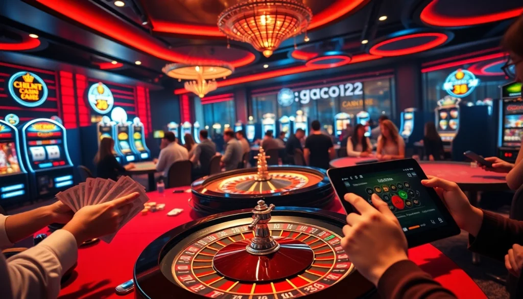 Experience the thrill of gacor123 at the lively poker tables in this vibrant casino scene full of excitement and winning opportunities.